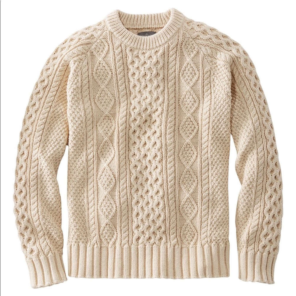 L.L. Bean Signature Men’s Cotton Fisherman Sweater, size medium